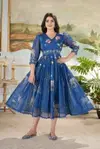 Aarvi Masleen Mix With Printed Long Western Dress Suppliers In India